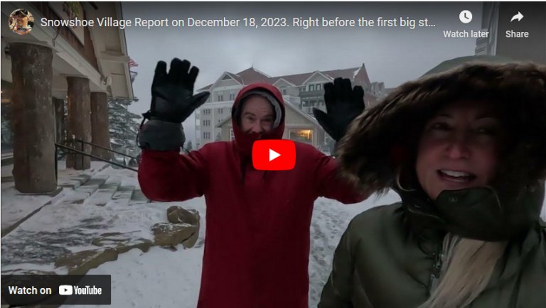 Snowshoe Village Report on December 18, 2023. Right before the first big storm of the year!